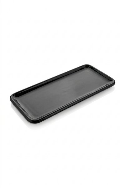 BİODATA 6 Pieces 16X35 cm Mimosa Black Melamine Chicken Presentation Plate |   Kebab, Pasta, Appetizer Serving Plate