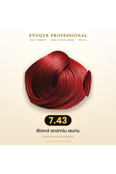Evoque Professional Vopsea de păr permanentă Evoque Milk Therapy 7.43 Blond a...