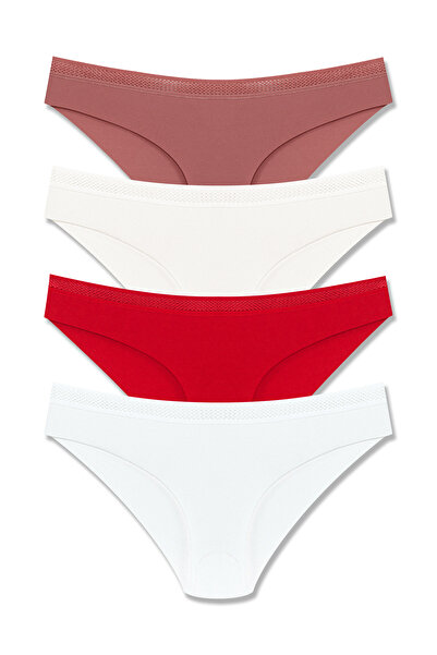 HNX Women's Interlock Laser Cut Honeycomb Rubber Slip Panties 4 Pack
