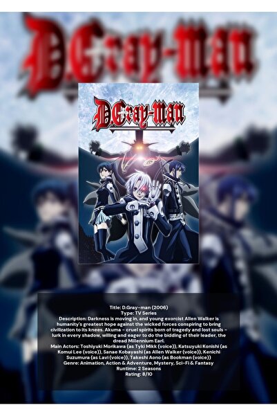 OEM Poster Infografic D.Gray-man, Design Anime Exclusiv, Carton 250g, A4