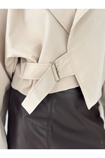 Bella Breeze Women's Shawl Collar Short Jacket with Buckle Belt