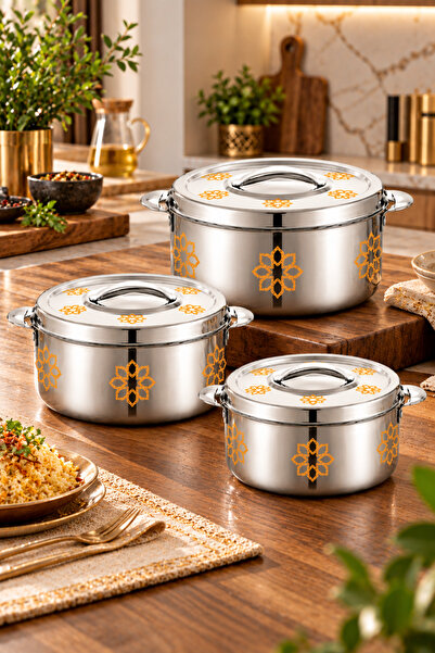Mirolex Premium 3 Pieces Insulated Stainless Steel Casserole Set 1.5L + 2.5L ...