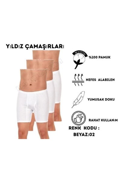 Yıldız Çamaşır 02 BOXERI ALBI CU TIV RIBBONAT PENTRU BĂRBAȚI, 3 BUCĂȚI