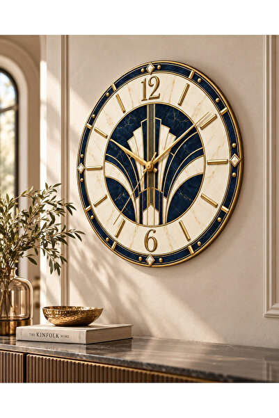 AA Shop Ceas de perete decorativ din lemn cu motiv etnic otoman, 45 cm, cu me...