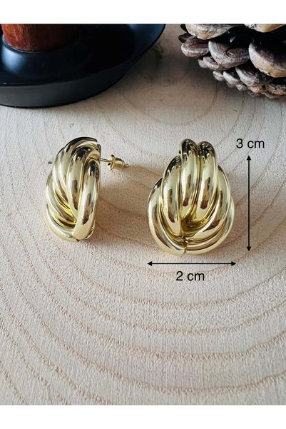 ACAR TAKI Gold Color Bubble Spiral Knot Earrings Acr9697
