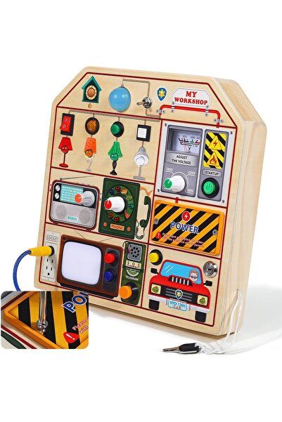 OEM Jucarie Educativa Busy Board din Lemn cu Sunete si Lumini