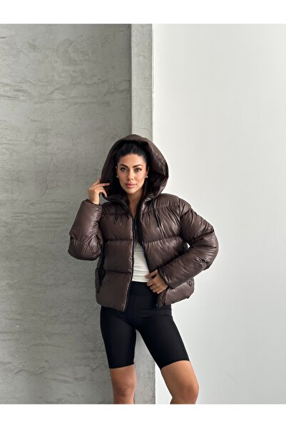 Fashionbox Women's Gel Filled Hooded Zippered Waterproof Inflatable Coat 27105