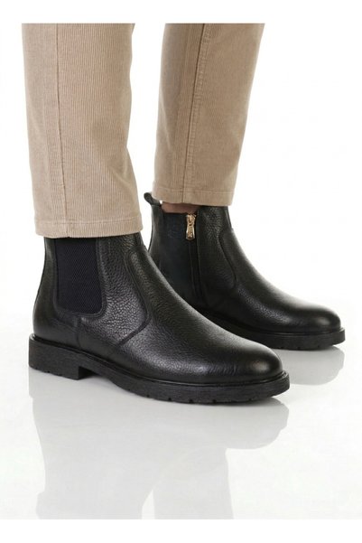 Geppetto Black Zippered Boots Genuine Floater Leather Water and Cold Resistan...