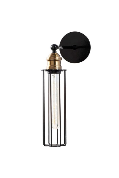 Opviq Zumra Βιομηχανική Απλίκα Τοίχου, Μαύρο και Χρυσό Μεταλλικό Πλέγμα, E27,...