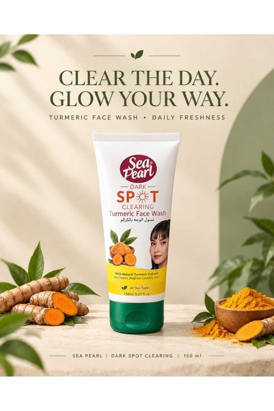 Sea Pearl Turmeric Dark Spot Clearing Face Wash 150ml – Turmeric Extract Facial Cleanser for Radiant-Looking Skin