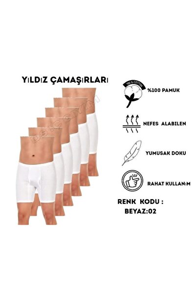 Yıldız Çamaşır 02 BOXERI ALBI CU TIV RIBBONAT PENTRU BĂRBAȚI, 6 BUCĂȚI