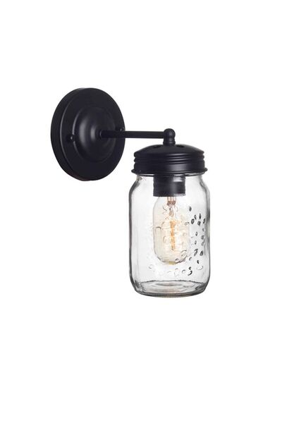 Aca Decor EG166601W Μαύρο Μεταλλικό και Γυάλινο Φωτιστικό Τοίχου, E27, 17 εκ.