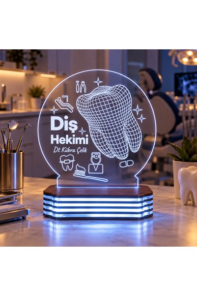 Hediyeiste Diş Hekimine Özel Diş Tasarımlı Gece Lambası