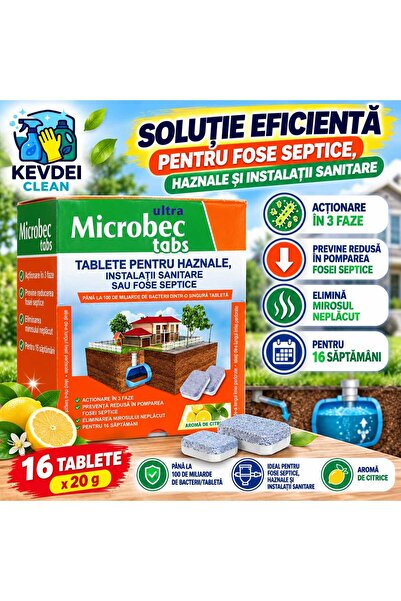 Microbec Ултра Табс – 16 таблетки x 20 г (320 г), Биологично средство за септ...