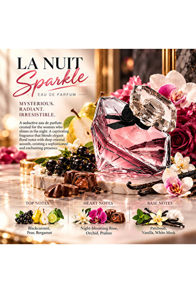 Lara Parfum Dama La Nuit Sparkle, Apa de Parfum, 100 ml, Note Florale, Fructa...