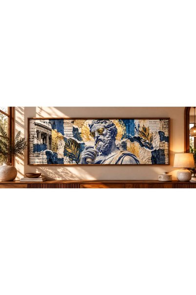 dekorodam Ahşap Çerçeveli Panoramik Oturma Odası Salon Tablosu