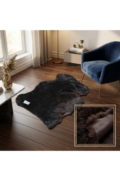 hoaryage Genuine Real Leather Sheepskin Posteki Home Decor, Cropped Sheepskin Prayer Mat