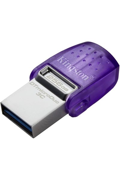 AyPenye DataTraveler microDuo 3C USB Bellek 256GB USB Gen 3 Type-C ve Type-A - DTDUO3CG3/256GB, Mor + Gümüş