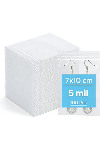Generic 100 كيس بلاستيكي قابل لإعادة الإغلاق، سماكة 5 مل، أكياس ذاتية الإغلاق...