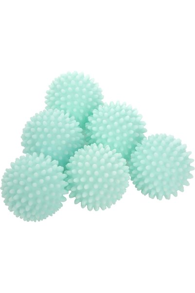 S&T INC. Reusable Plastic Dryer Balls, 6 Pack, 2.5" Diameter, Mint Blue