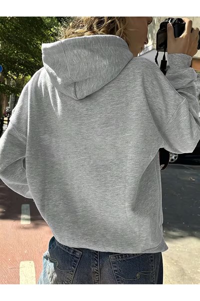 ship master Women's Otter Pattern Oversize Hoodie Minimal Dtf Printed Hooded Sweatshirt