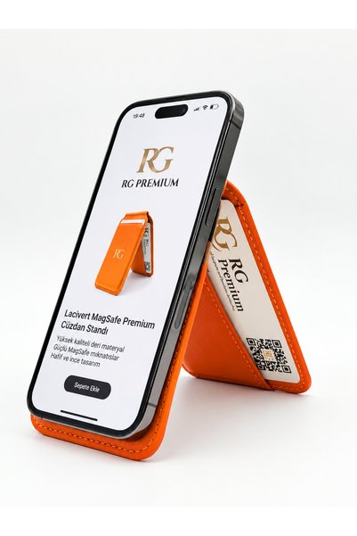 RG PREMİUM MagSafe Mıknatıslı Standlı Cüzdan ve Kartlık, Hassas Mıknatıs Özel...