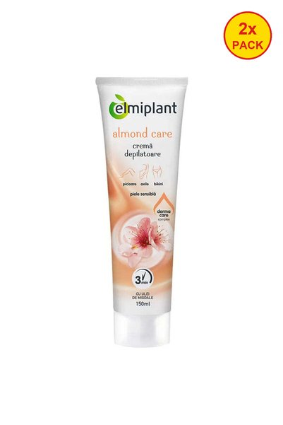 ELMIPLANT 2x PACK Almond Care hair removal cream for sensitive Leather , 150 ml