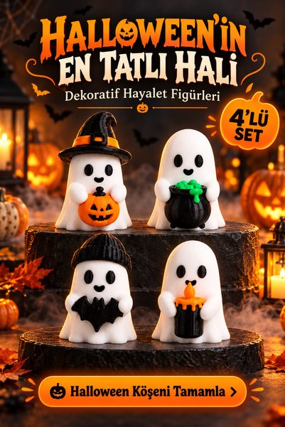 edoy Halloween Hayalet Figürleri 4’lü Set, Cadılar Bayramı Süsü ve Dekoratif ...