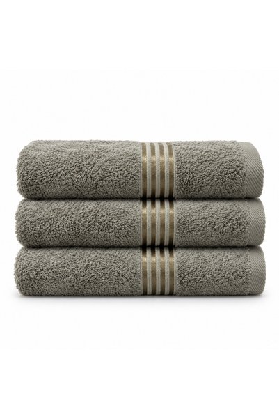 HIKAYA COTTON Egyptian Cotton Towel Set of 3 with Satin Stripes 70X130 cm |  ...