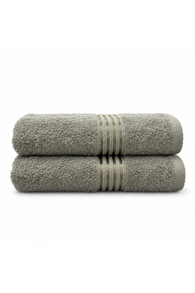 HIKAYA COTTON 2-Piece Set of Egyptian Cotton Towels with Satin Stripes 70X130...