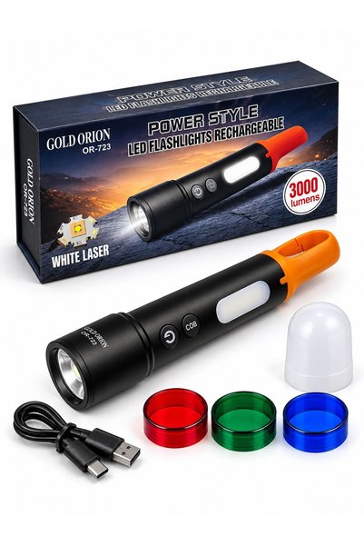 TESBİHKENTİ Gold Orion OR-723 3W Şarjlı LED El Feneri 12V Araç Şarjlı