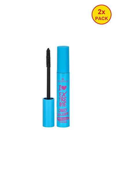 Essence Διπλή συσκευασία I Love Extreme Crazy Volume Αδιάβροχη Μάσκαρα, 12 ml