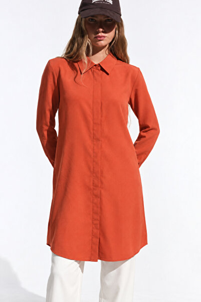 comstar Women's Long Sleeve Tunic Casual Buttoned Tile Print Shirt