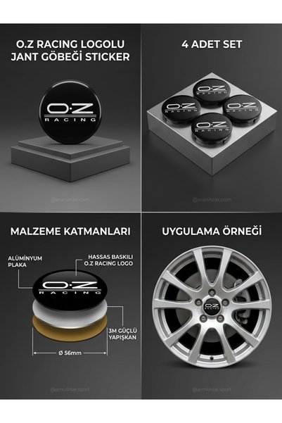 MemoDigital O.Z Racing Logolu Alüminyum Jant Göbeği Arması Sticker 56mm - 4 Adet