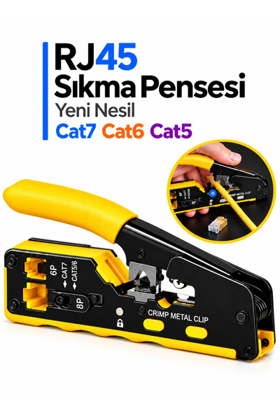 Vwin Yeni Nesil Cat7/6/5 Ez Rj45 Jack Sıkma Pensesi Rj11 Rj12 Rj45 Ethernet 8...