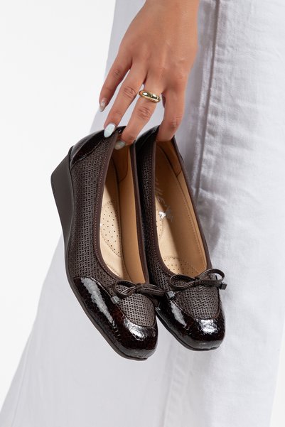 Elile Shoes Genuine Leather Wedge Heel Comfort Women's Shoes in Sizes 33-34-35 and up to Size 41-42
