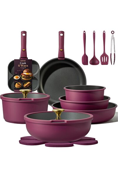CAROTE 21-Piece Non Stick Cookware Set with Detachable Handle, Induction, Gas...