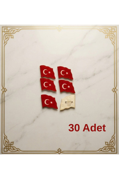 Keçebahçesi Kayseri Keçe Bayrak Rozet - İlkokul Okul Öncesi 29 Ekim ve Diğer Milli Bayram Etkinlikleri İçin Türk Bayraklı İğneli Yaka Rozeti-(10-20-30 Adet Seçenekleri İle)