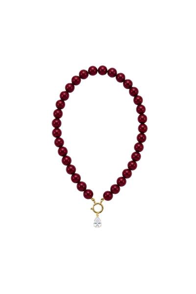 Charmist Eloria Drop Zircon Stone Acrylic Bead Necklace - Burgundy