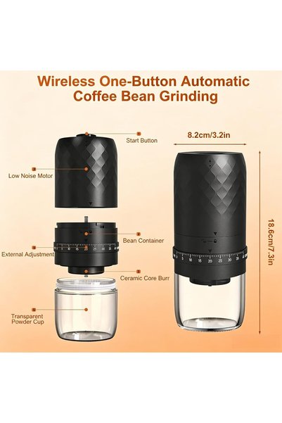 Generic مطحنة قهوة كهربائية محمولة، قابلة لإعادة الشحن عبر USB، مطحنة قهوة لا...
