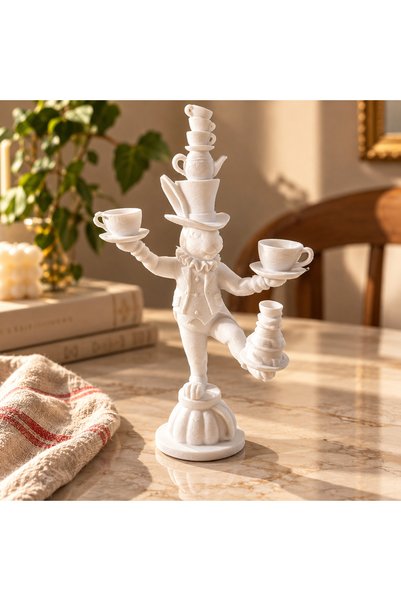 Alice Harikalar Diyarından Esinlenen Boyanabilir Tavşan Figürü 20 cm | 3D Baskı Dekoratif Obje, DIY Boyama ve Workshop Etkinlikleri İçin