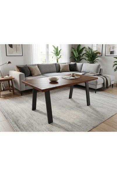 MİRRORSS Orta sehap Ceviz renk ofis salon sehpası (120 x60 cm Yükseklik 45 cm)