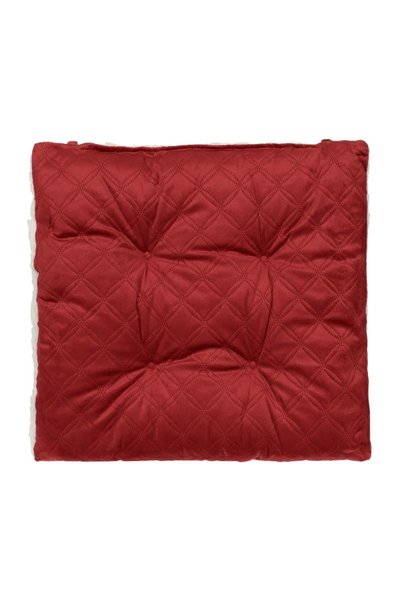 OEM Pernă pentru Scaun 38x38 cm, Bordo Velvet Matlasat cu Sherpa Albă, Două F...