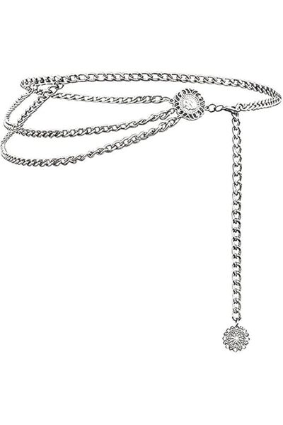 SWIUKPHE Multilayer Metal Waist Chain Dress Belts Metal Belt for Women