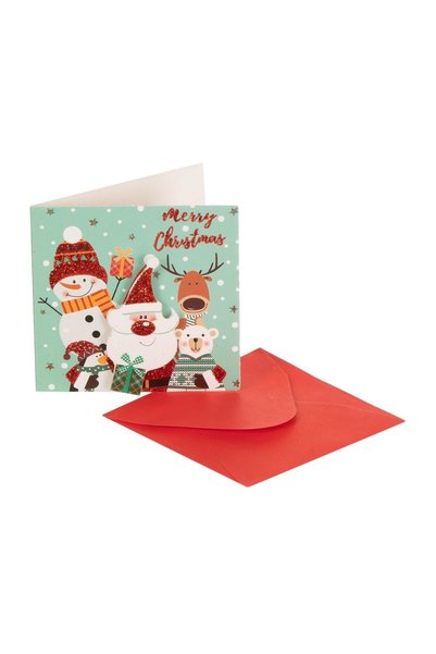 OEM Felicitare de Crăciun 3D Moș Crăciun Cadouri Glitter Roșu "Merry Christma...