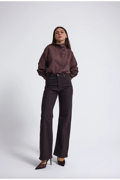 it's basic Yüksek Bel Bol Paça Kahve Tint Jean– 90's Wide Leg Jean