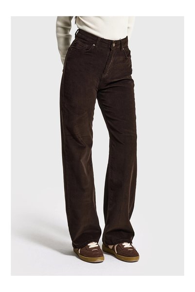 it's basic Acı Kahve Straight Kadife Kumaş Pantolon
