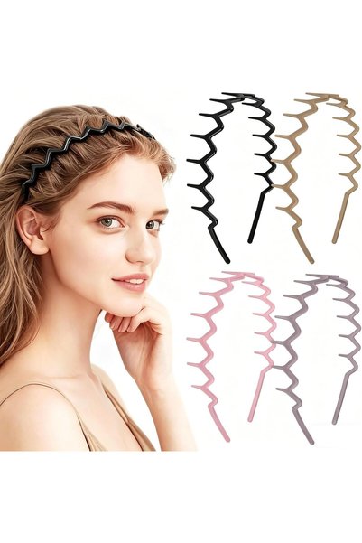Tazweeq Zig Zag Headbands 4Pcs Non Slip Teeth Comb Hair Band