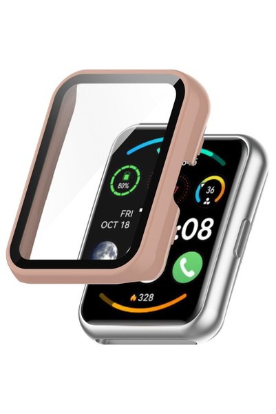 XGSM Carcasă 2 în 1 + Sticlă securizată pentru Huawei Watch Fit/Fit SE, roz