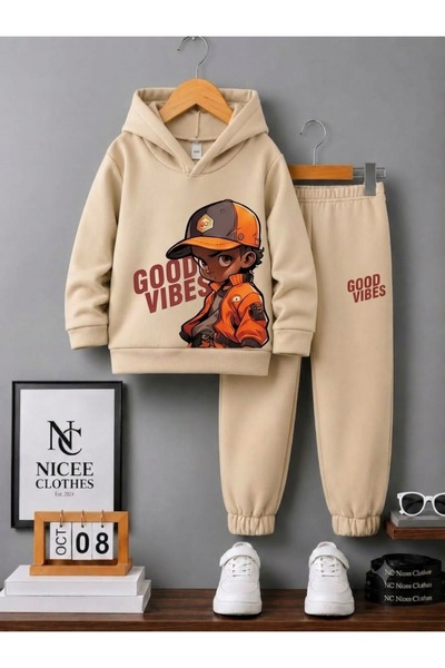 Leto Lykia SET DE TRENING PENTRU COPII (GOOD VIBES COCUK KIŞLIY BASKIY PRINT)